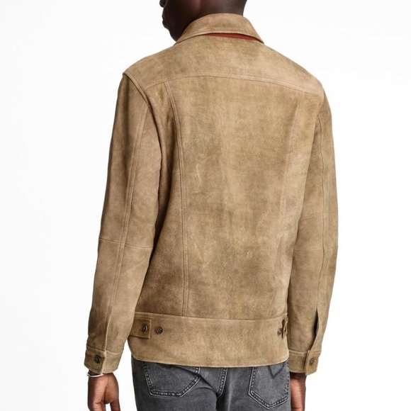 John Varvatos Travis Zip Leather Trucker Jacket XL - Picture 2 of 5